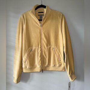 NWT Oleg Cassini Sport Butter Yellow Zip-Up Jacket Size Medium